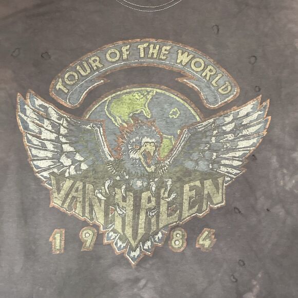 1984 Van Halen Grunge T Shirt Tour of The World Concert 80s Customized Band O/S - Picture 3 of 11